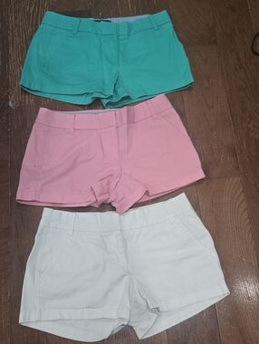 J. Crew Chino Shorts In Pink, Teal and White, 3" Inseam, Size 4